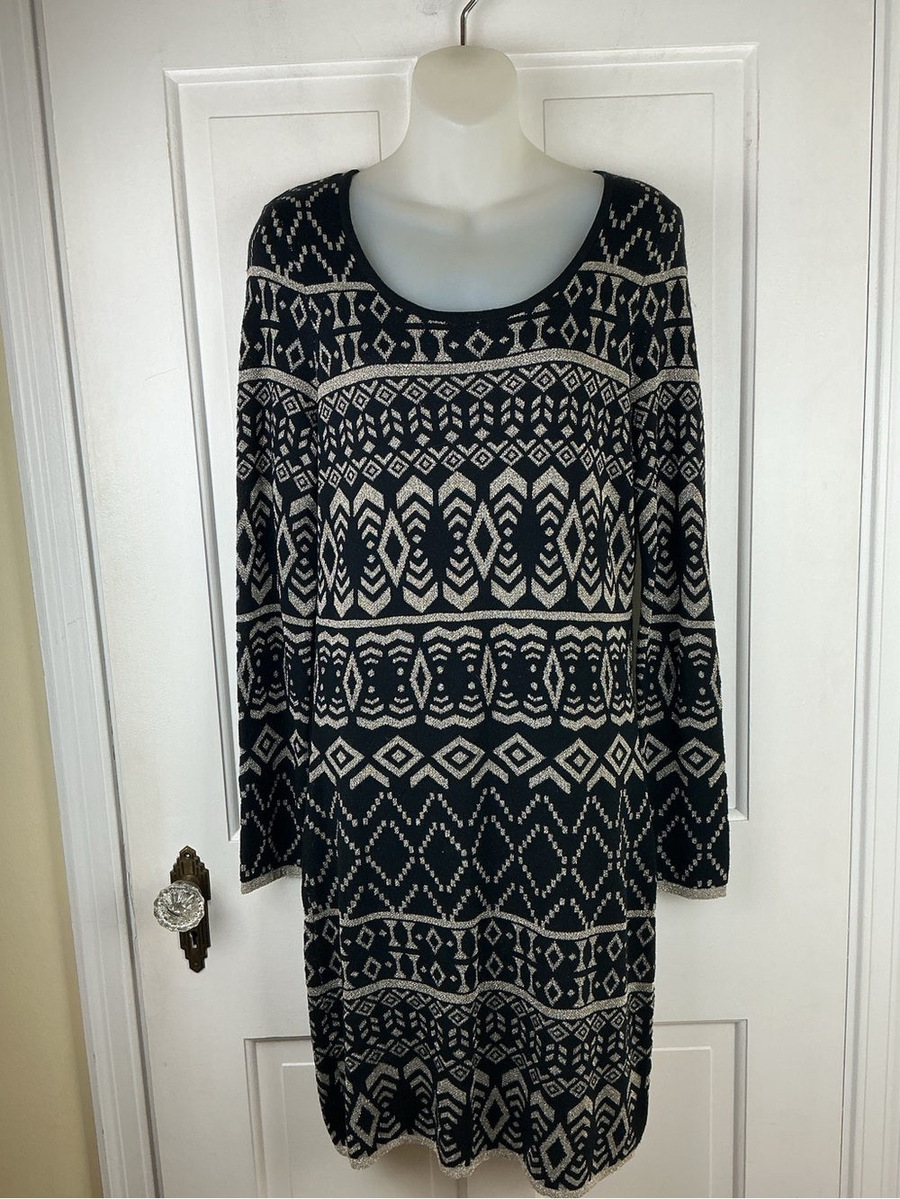 Antonio Melani Black & Gold Sweater Dress